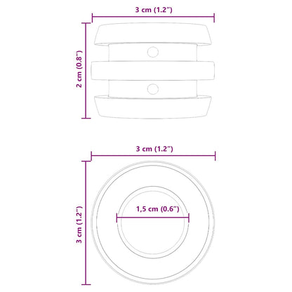 Voetbaltafel Bumpers 3 x 3 x 2 cm Stang 16 pcs Zwart