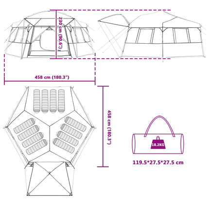 Instant Tent Met Regenhuif Voor 12 Personen Met Snelontgrendeling