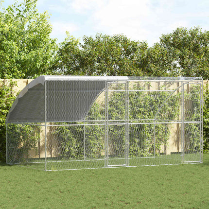 Kippenhok Met 2 St Zilver 400X200X200Cm Staal En Pe
