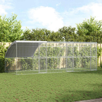 Kippenhok Met 2 St Zilver 400X200X200Cm Staal En Pe