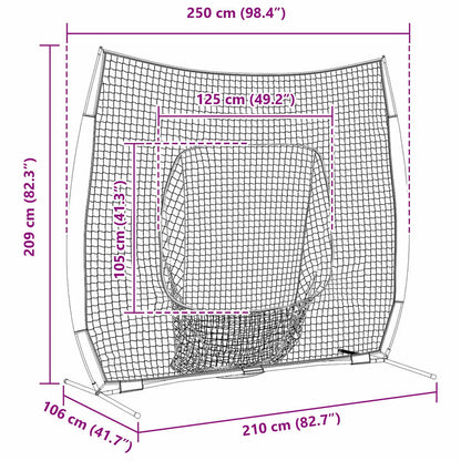 Honkbaloefennet Zwart 250 X 106 X 209 Cm Polyester
