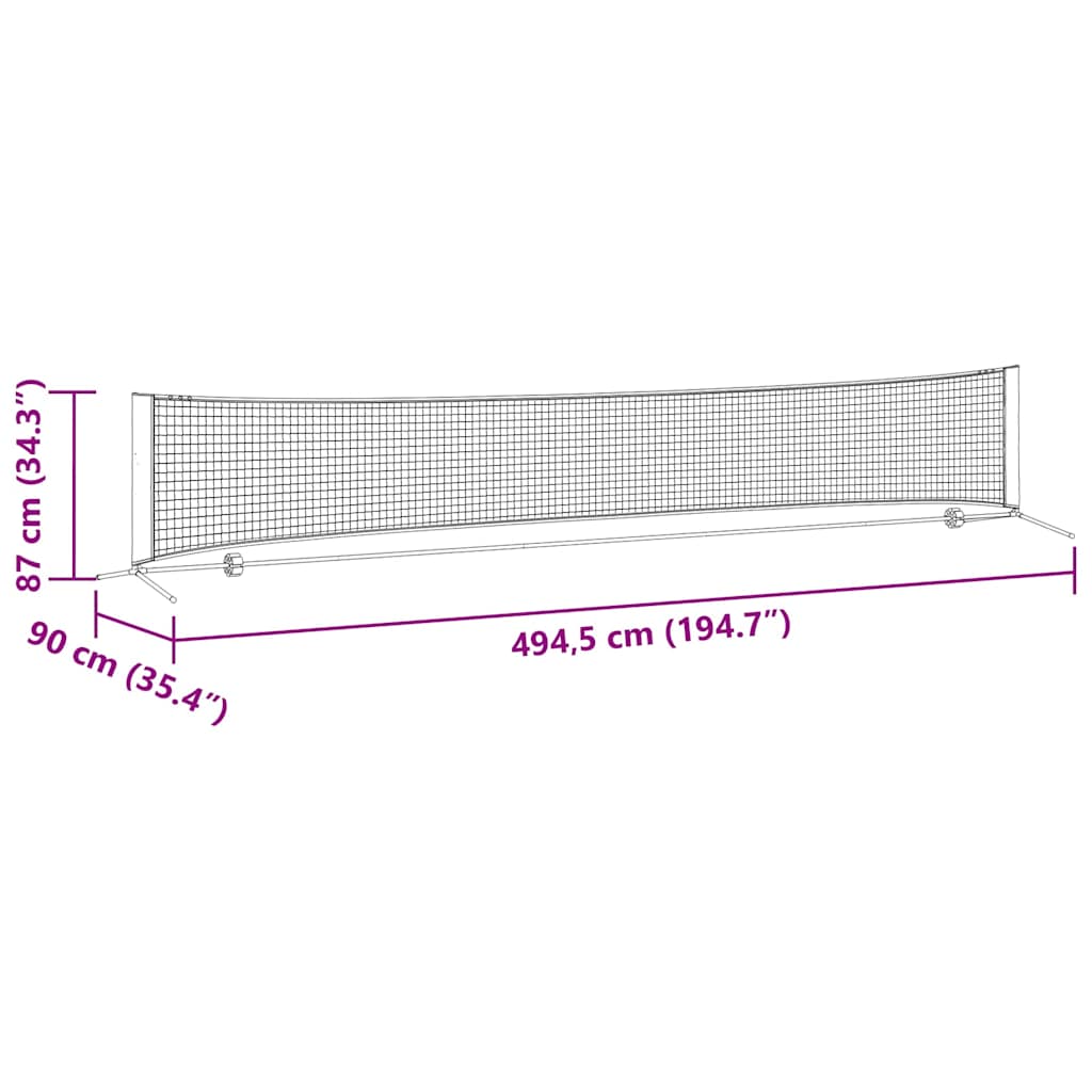 Tennisnet Zwart en rood 494.5 x 90 x 87 cm Polyester