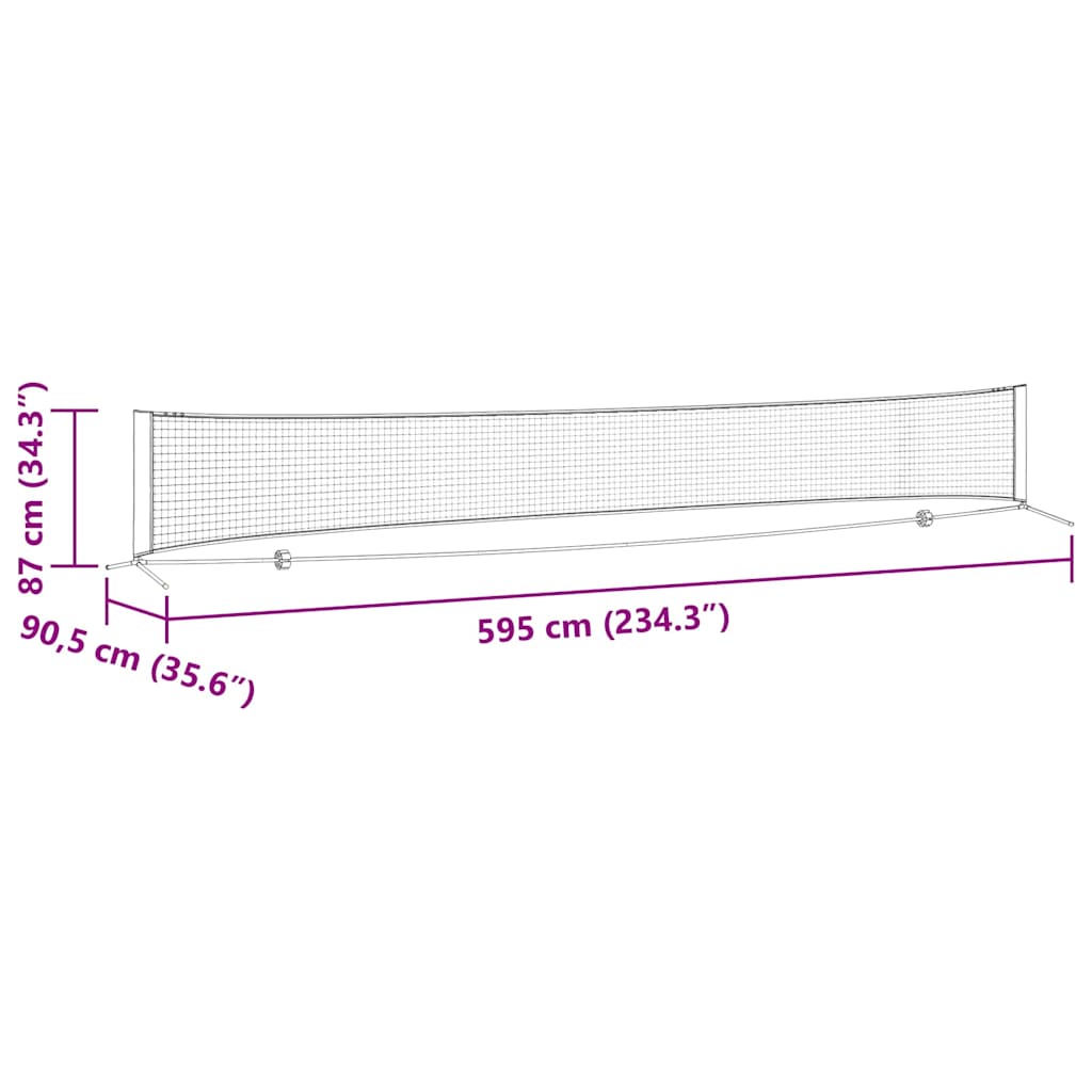 Tennisnet Zwart en rood 595 x 90.5 x 87 cm Polyester