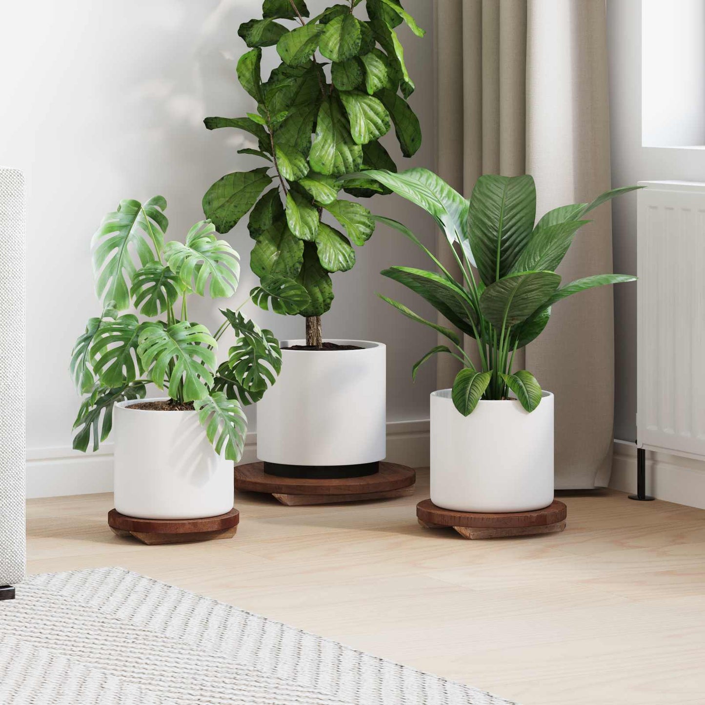 Plant Stool 3 Pcs Bruin Mahoniehout