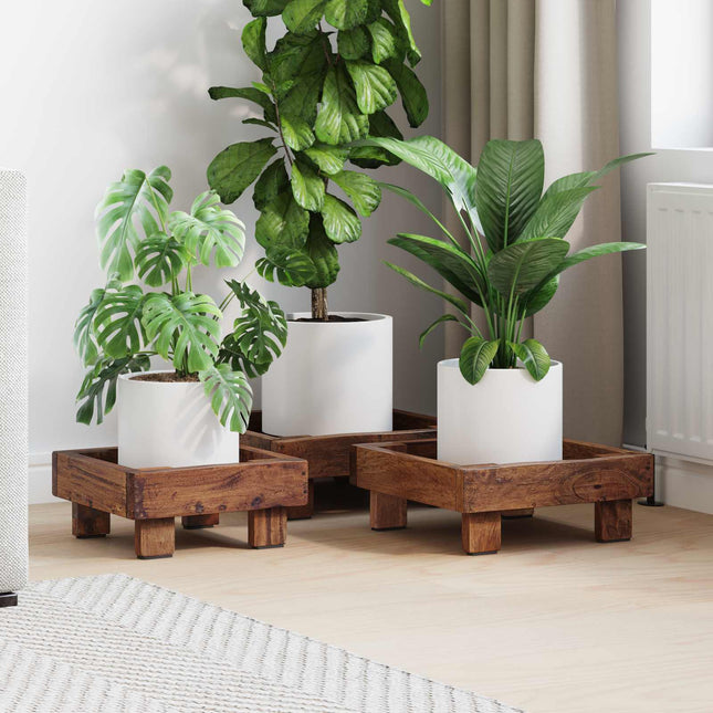 Plantenstandaard 3 Pcs Bruin Mahoniehout