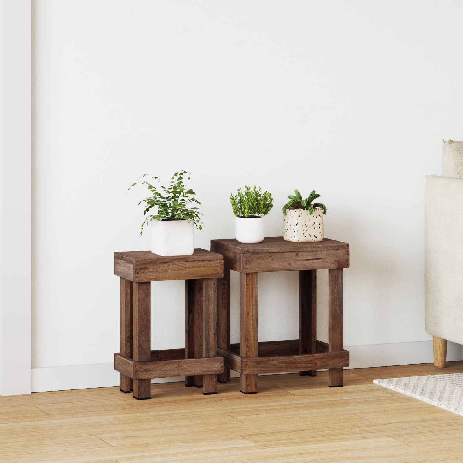 Plantenstandaard 2 Pcs Bruin 70 X 11 X 27 Cm Mahoniehout