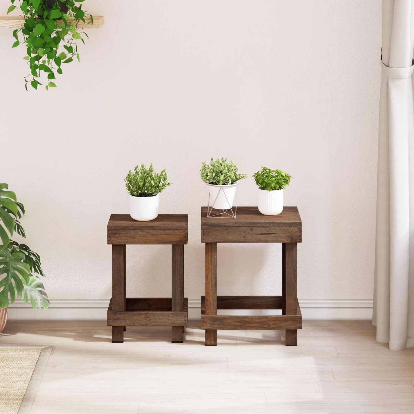 Plantenstandaard 2 Pcs Bruin 70 X 11 X 27 Cm Mahoniehout