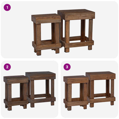 Plantenstandaard 2 Pcs Bruin 70 X 11 X 27 Cm Mahoniehout