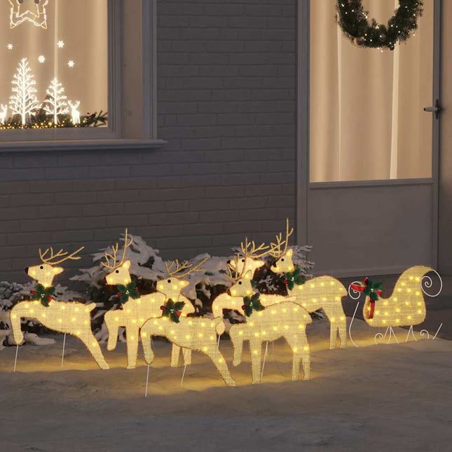 Led Rendieren 7 St Wit 43 X 18 X 66 Cm Stof