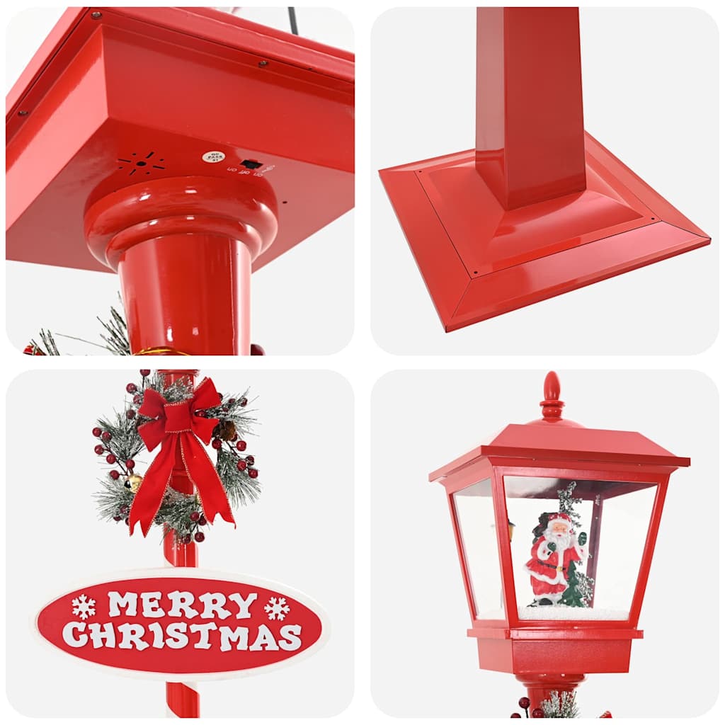Kerststraatlamp met lantaarn Rood 40,5x40,5x180cm Kunststof