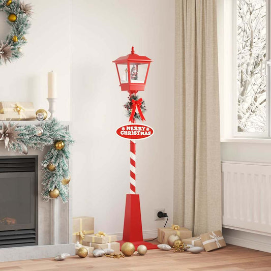 Kerststraatlamp met lantaarn Rood 40,5x40,5x180cm Kunststof
