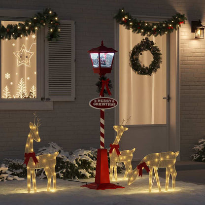 Kerststraatlamp met lantaarn Rood 40,5x40,5x180cm Kunststof