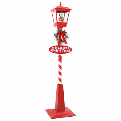 Kerststraatlamp met lantaarn Rood 40,5x40,5x180cm Kunststof
