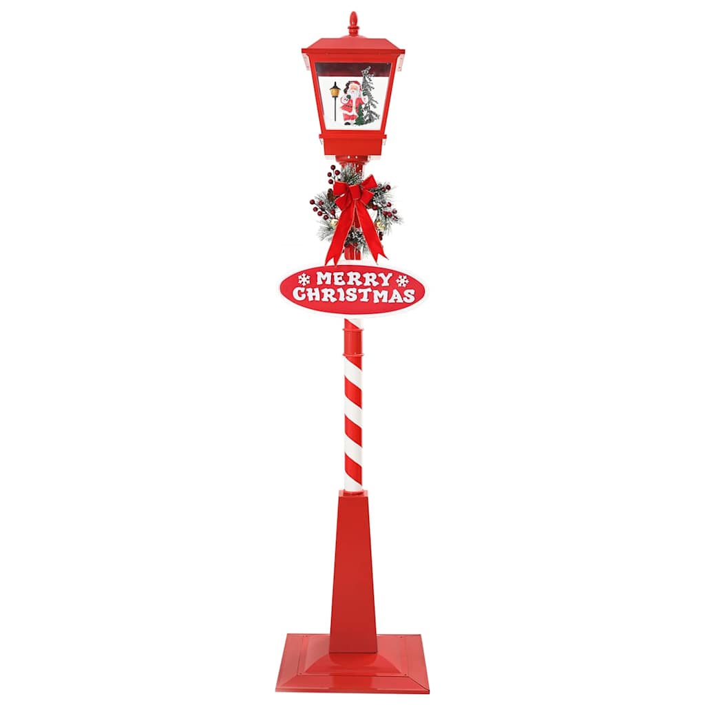 Kerststraatlamp met lantaarn Rood 40,5x40,5x180cm Kunststof