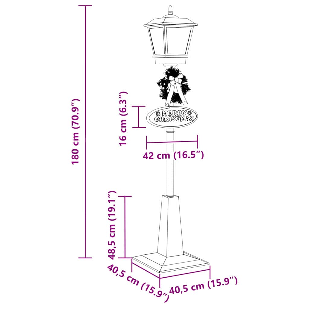 Kerststraatlamp met lantaarn Rood 40,5x40,5x180cm Kunststof
