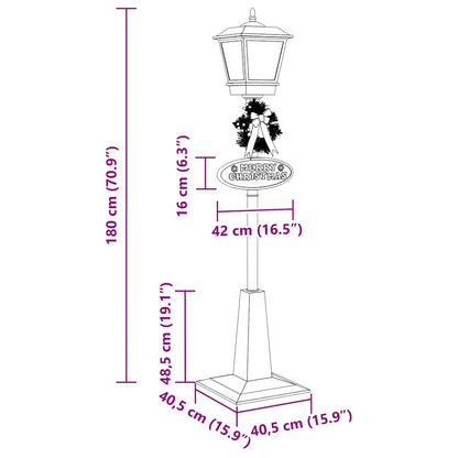 Kerststraatlamp met lantaarn Rood 40,5x40,5x180cm Kunststof