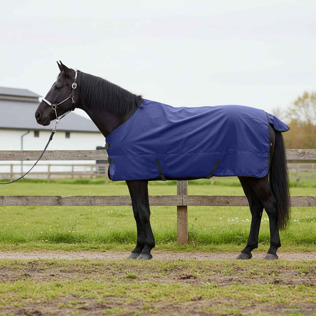 Paardendeken Donkergroen En Zwart Polyester Marineblauw