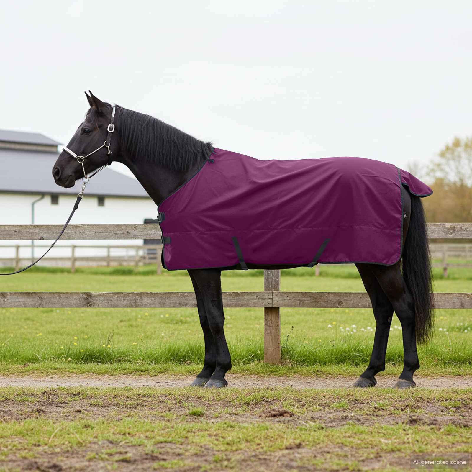 Paardendeken Donkergroen En Zwart Polyester Paars