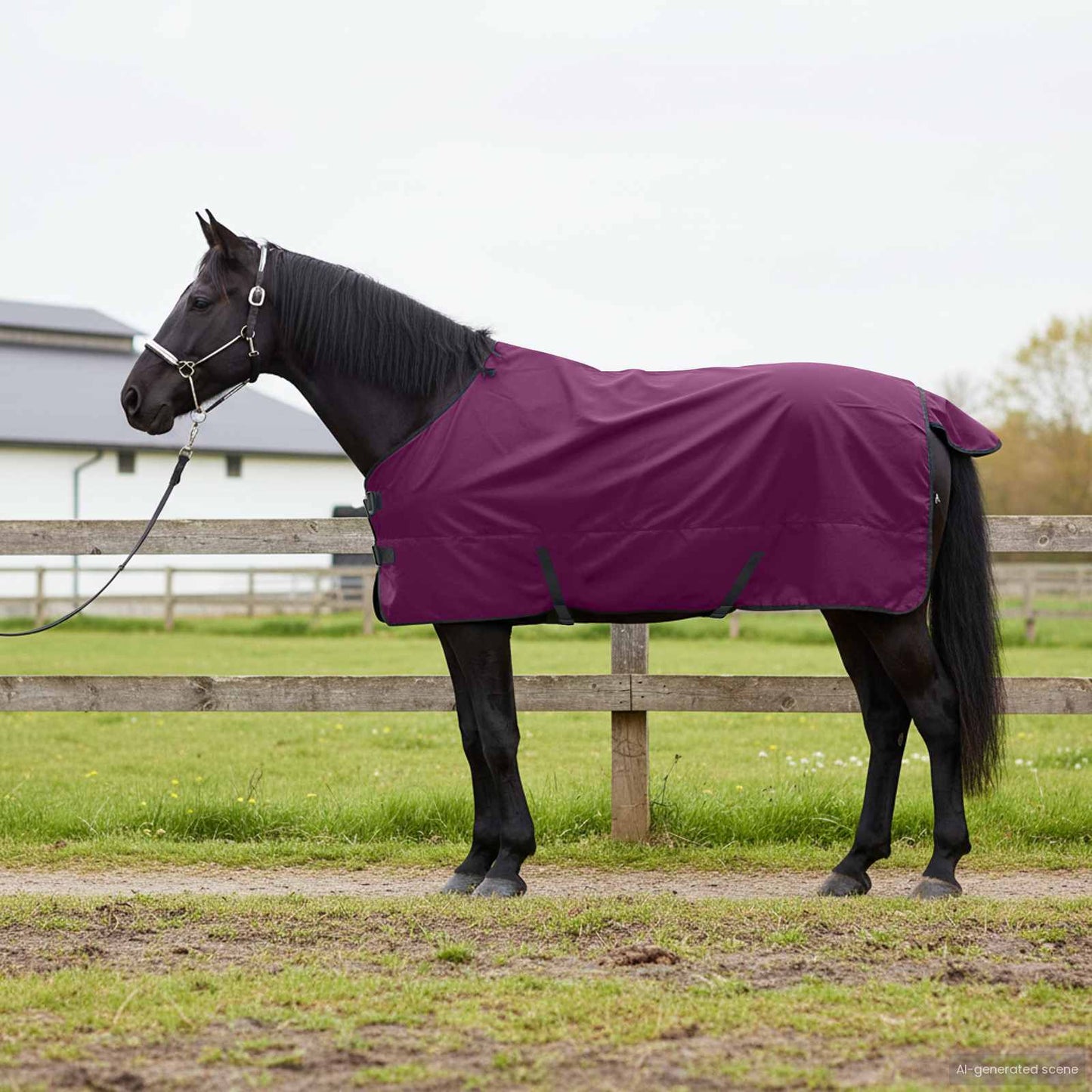Paardendeken Donkergroen En Zwart Polyester Paars