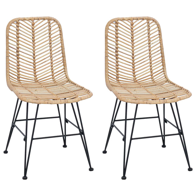 Eetkamerstoel 2 Pcs Riet En Ijzer 44,5 X 54,5 X 85 Cm