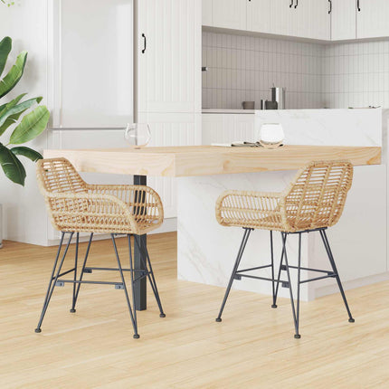 Eetkamerstoel 2 Pcs Riet En Ijzer 55 X 50 X 74 Cm