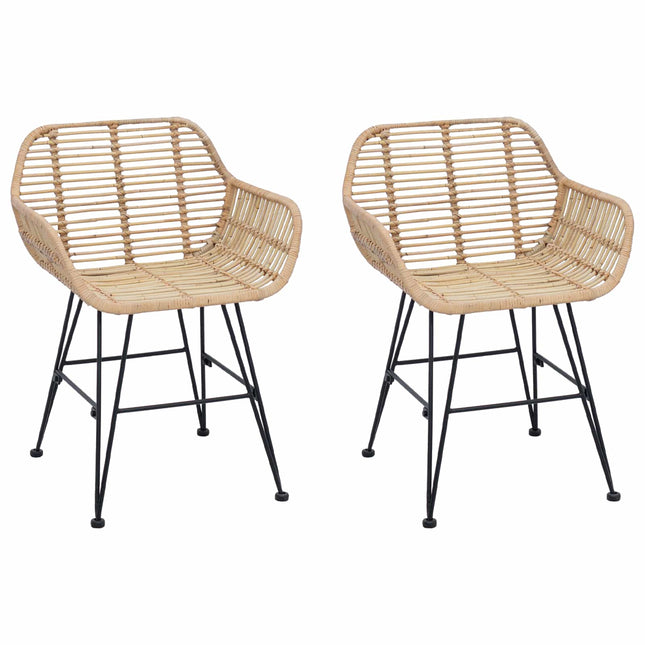 Eetkamerstoel 2 Pcs Riet En Ijzer 55 X 50 X 74 Cm