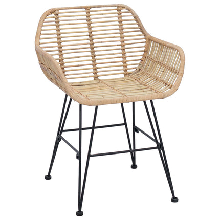 Eetkamerstoel 2 Pcs Riet En Ijzer 55 X 50 X 74 Cm