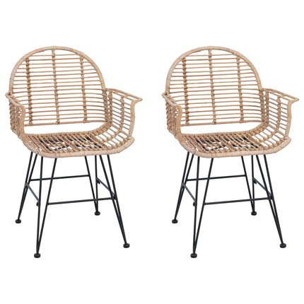 Eetkamerstoel 2 Pcs Riet En Ijzer 57 X 55 X 85 Cm