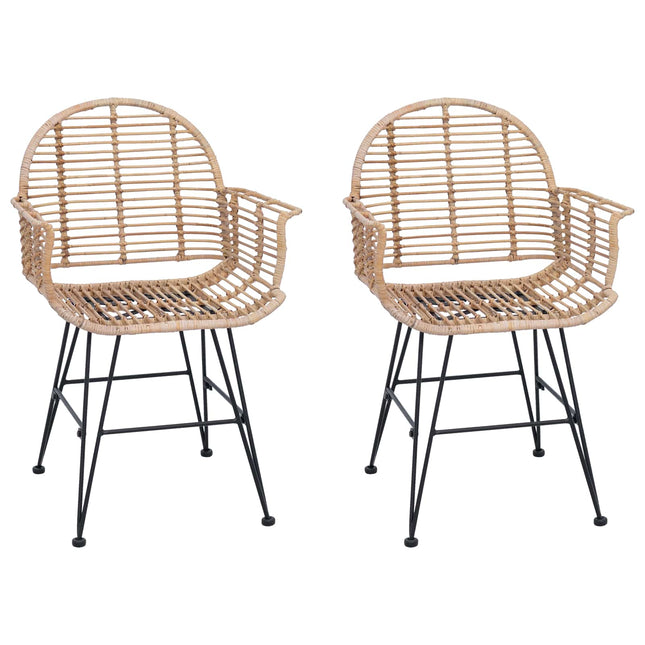 Eetkamerstoel 2 Pcs Riet En Ijzer 57 X 55 X 85 Cm