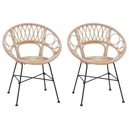 Eetkamerstoel 2 Pcs Riet En Ijzer 54 X 65 X 82 Cm