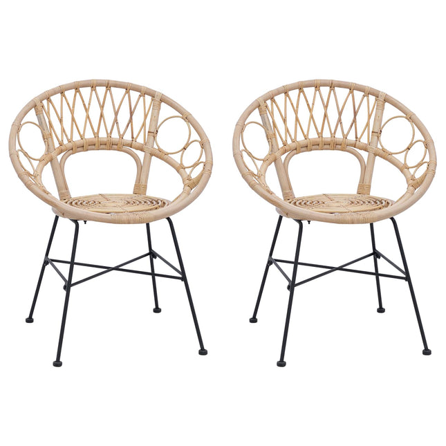 Eetkamerstoel 2 Pcs Riet En Ijzer 54 X 65 X 82 Cm