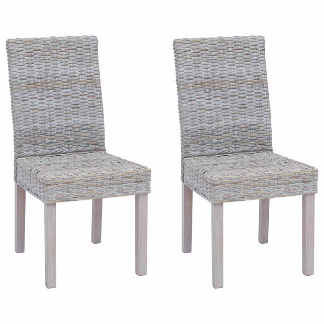 Eetkamerstoel 2 Pcs Kubu Rattan En Massief Mahoniehout
