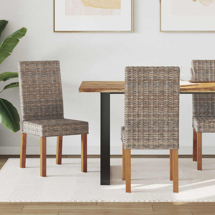 Eetkamerstoel 2 Pcs Kubu Rattan En Massief Mahoniehout
