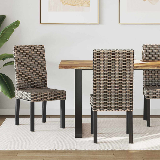 Eetkamerstoel 2 Pcs Kubu Rattan En Massief Mahoniehout
