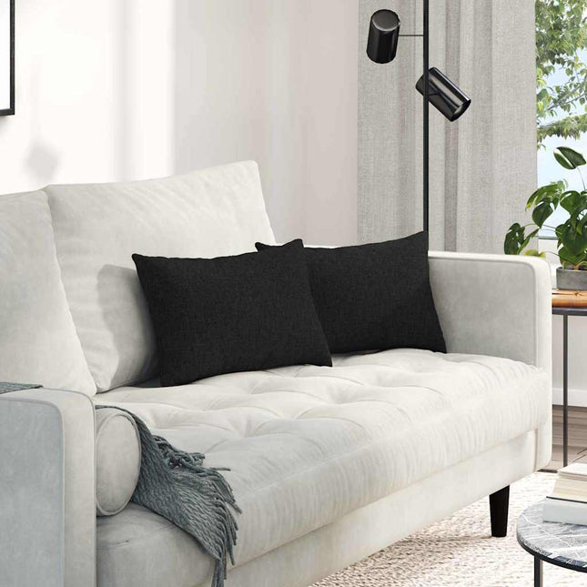 Sofa Kussens 2 Pcs 50 X 30 Cm Stof Zwart