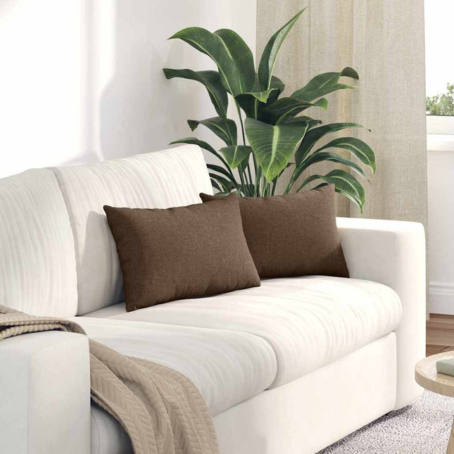 Sofa Kussens 2 Pcs 50 X 30 Cm Stof Bruin