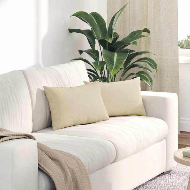 Sofa Kussens 2 Pcs 50 X 30 Cm Stof Crème