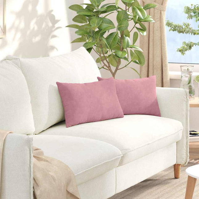 Sofa Kussens 2 Stuks 60 X 40 Cm Cordstof Roze