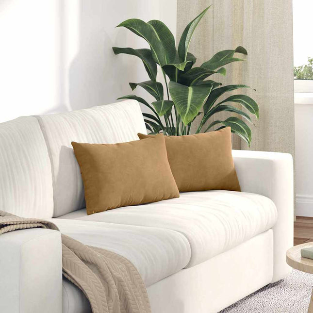 Sofa Kussens 2 Stuks 60 X 40 Cm Cordstof Bruin