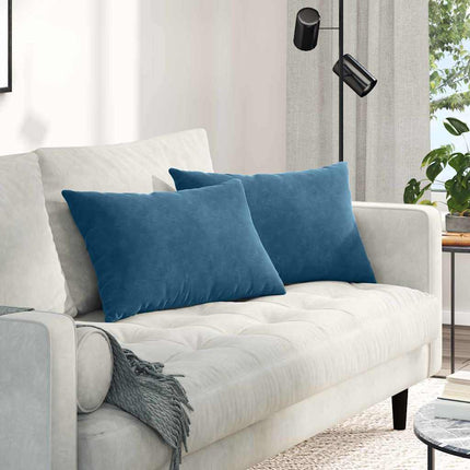 Sofa Kussens 2 Stuks 50 X 30 Cm Cordstof Blauw
