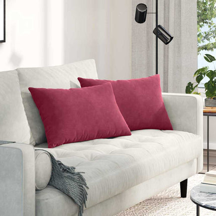 Sofa Kussens 2 Stuks 60 X 40 Cm Cordstof Wijnrood