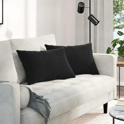Sofa Kussens 2 Stuks 60 X 40 Cm Cordstof Zwart