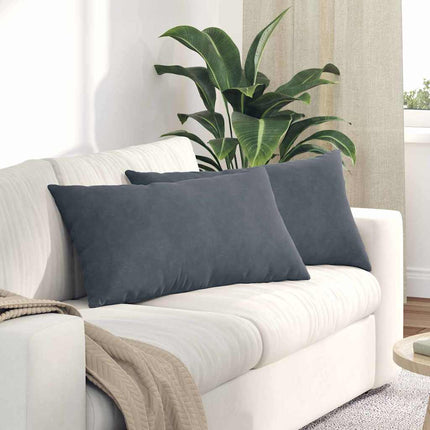 Sofa Kussens 2 Stuks 80 X 40 Cm Cordstof Donkergrijs