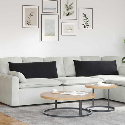 Sofa Kussens 2 Stuks 60 X 40 Cm Cordstof Zwart