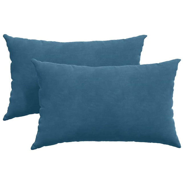 Sofa Kussens 2 Stuks 50 X 30 Cm Cordstof Blauw