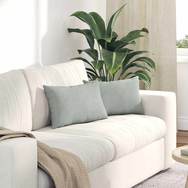 Sofa Kussens 2 Stuks 80 X 40 Cm Cordstof Lichtgrijs