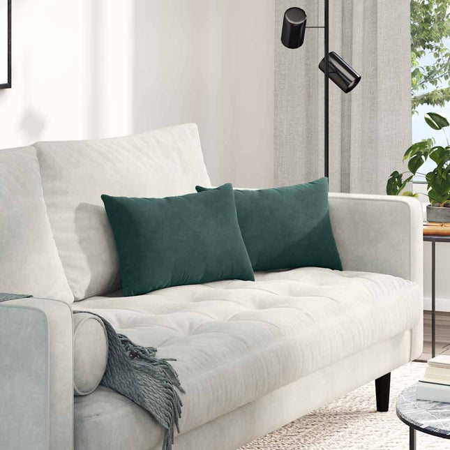Sofa Kussens 2 Stuks 80 X 40 Cm Cordstof Donkergroen