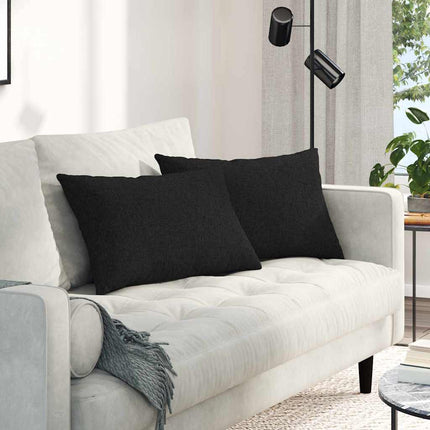Sofa Kussens 2 Pcs 50 X 30 Cm Stof Zwart