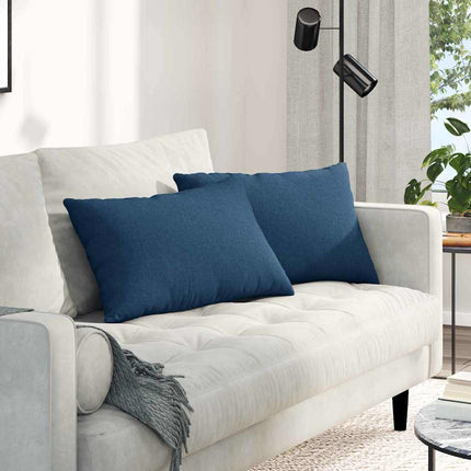 Sofa Kussens 2 Pcs 50 X 30 Cm Stof Blauw