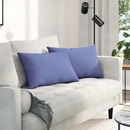 Sofa Kussens 2 Pcs 50 X 30 Cm Stof Jeans Blauw